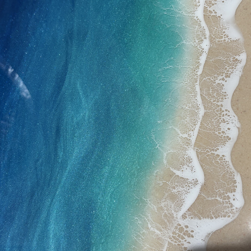 完売】レジンアート ミニテーブル ミニラック 海レジン 波アート