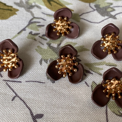 在庫2セット！ころんとした形がお洒落パーツ！『ゴールドがアクセント　ビンテージ風ボタン』～ブラウン　2個セット～ 4枚目の画像
