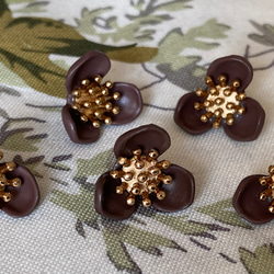 在庫2セット！ころんとした形がお洒落パーツ！『ゴールドがアクセント　ビンテージ風ボタン』～ブラウン　2個セット～ 2枚目の画像