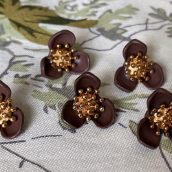 在庫2セット！ころんとした形がお洒落パーツ！『ゴールドがアクセント　ビンテージ風ボタン』～ブラウン　2個セット～ 1枚目の画像