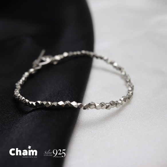 カレンシルバーキューブカット　ブレスレット　2mm  ベーシック 1枚目の画像
