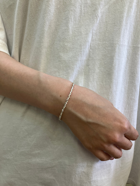 カレンシルバーキューブカット　ブレスレット　2mm  ベーシック 2枚目の画像