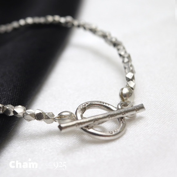 カレンシルバーキューブカット　ブレスレット　2mm  ベーシック 4枚目の画像