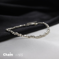 カレンシルバーキューブカット　ブレスレット　2mm  ベーシック 5枚目の画像