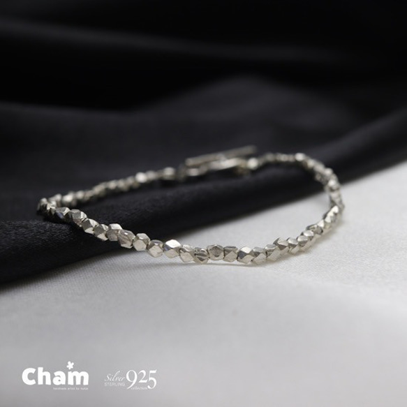 カレンシルバーキューブカット　ブレスレット　2mm  ベーシック 5枚目の画像