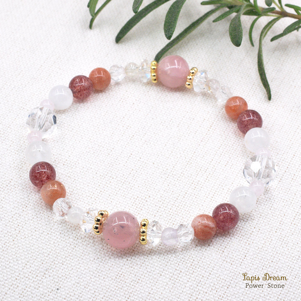 気持ちがスッと晴れやかになるお守り | ローズクォーツ、サンストーンの天然石パワー.ストーン ブレスレット