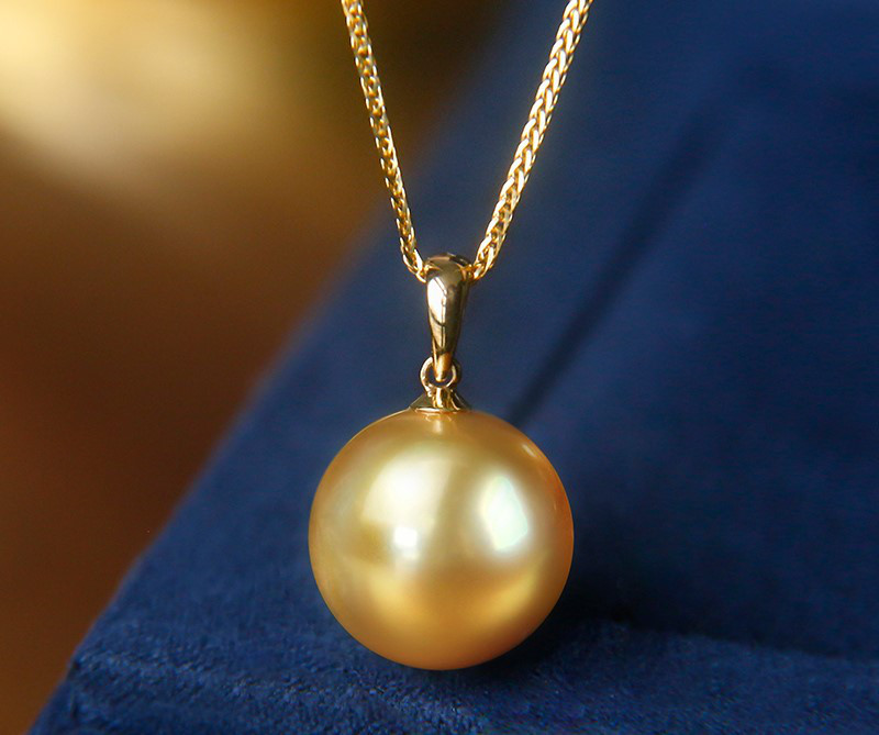 【La Corser】濃厚でリッチなゴールドの南洋ゴールドパールペンダント 8-12.5mm 天然リッチゴールド海水パールネック