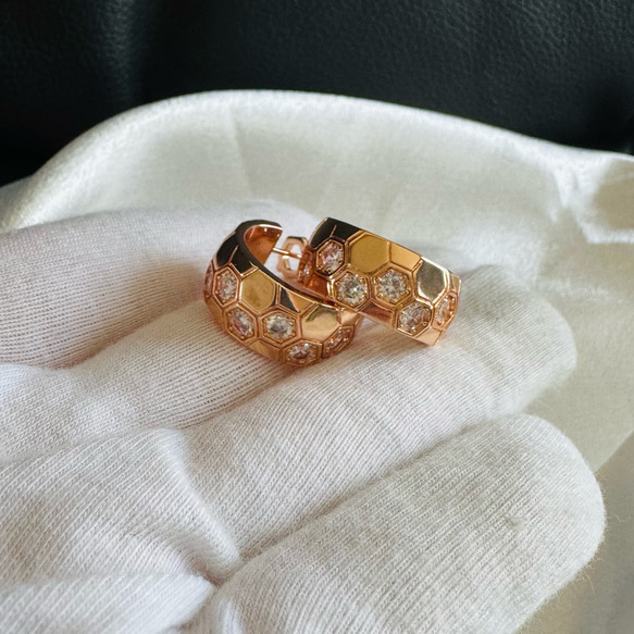 ハニカムピアス　蜂の巣モチーフ　 9枚目の画像