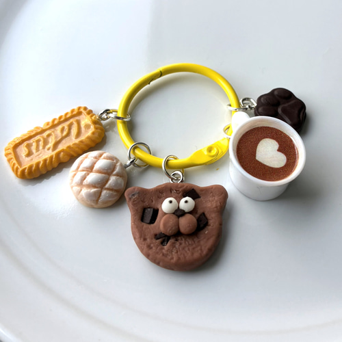 じゃらじゃらキーホルダー】猫クッキー フェイクスイーツ ミニチュア