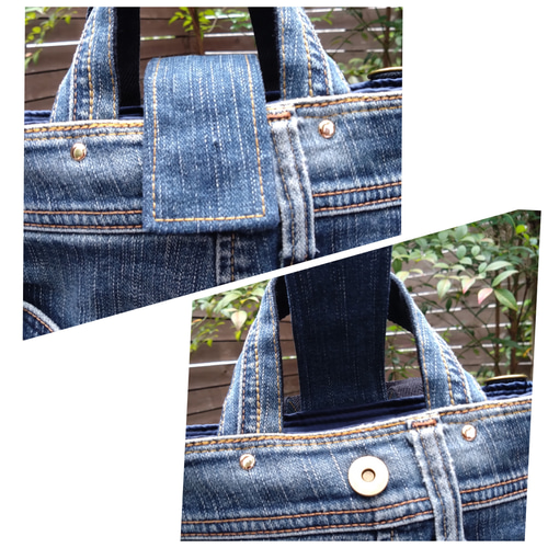 玉草さま❤️pagesになります。猫しゃん縦長A42way トートデニムリメイク №735【DENIM✖️ノートPC・iPad用 ToteBAG⚮̈】デニムリメイク
