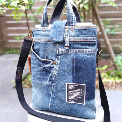 №735【DENIM✖️ノートPC・iPad用 ToteBAG⚮̈】デニムリメイク