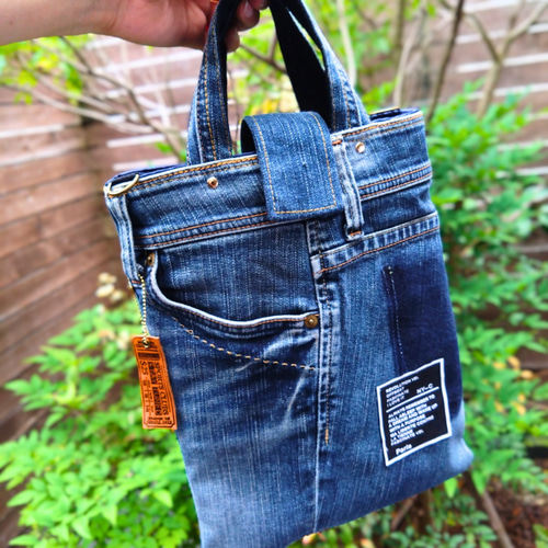 №735【DENIM✖️ノートPC・iPad用 ToteBAG⚮̈】デニムリメイク