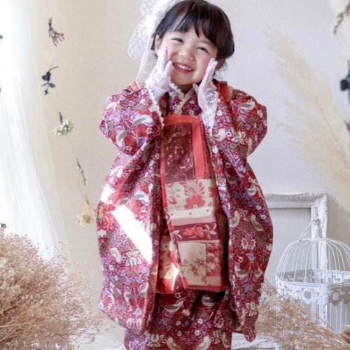 【a】ウィリアムモリス被布セット 襟レースプレゼント】ウィリアムモリス着物＆被布セット《受注》 子供