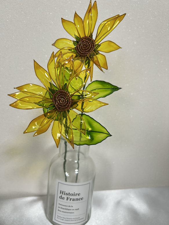 ひまわりアレンジメント　　　アメリカンフラワー　（ディップフラワー） ディップフラワー アメリカンフラワー 夏の花ひまわり アート