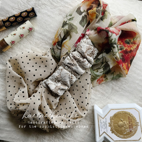 【10/23再販】「エアリードットと大胆水彩フラワーのヘアバンド。」 ヘアアクセサリー ヘアーバンド 秋 2枚目の画像