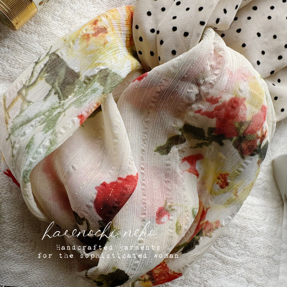 【10/23再販】「エアリードットと大胆水彩フラワーのヘアバンド。」 ヘアアクセサリー ヘアーバンド 秋 7枚目の画像