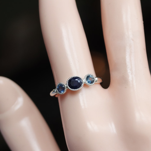 【寝不足双子ママ】SV950 天然石 ルビー サファイア シルバーリング 寝不足双子ママ】SV950 天然石 ルビー サファイア シルバーリング