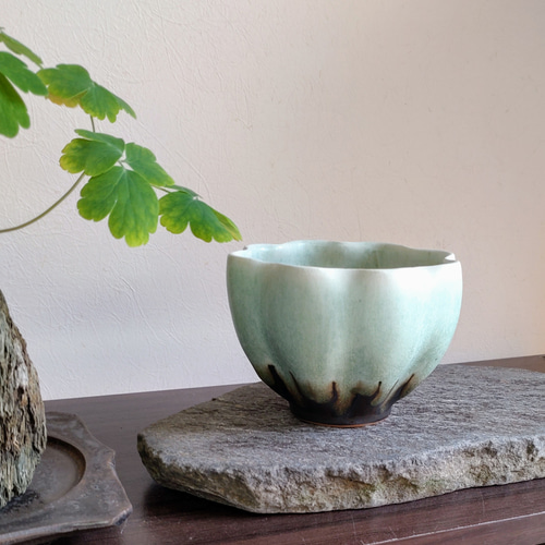 陶器の植木鉢 「チョコミントグリーン」 3号サイズ 一輪挿し・花瓶