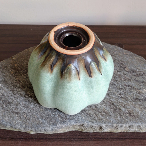 陶器の植木鉢 「チョコミントグリーン」 3号サイズ 一輪挿し・花瓶