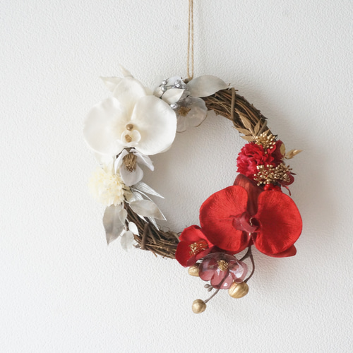 お正月リース♪No.21 11月・早割お正月2026】和モダン・紅白ランの和風リース しめ縄