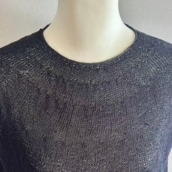 手編み ネコ柄 Aラインシルエット 夏にピッタリ(ネコ顔) 2枚目の画像