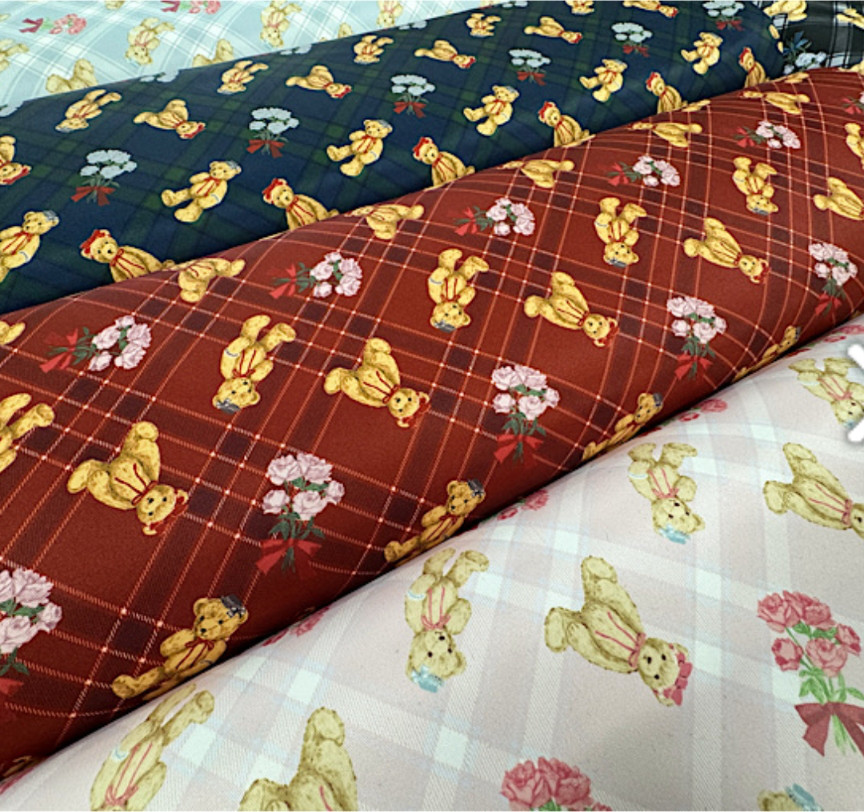 青木美沙子コラボテディベア柄【オーダー生地見本】