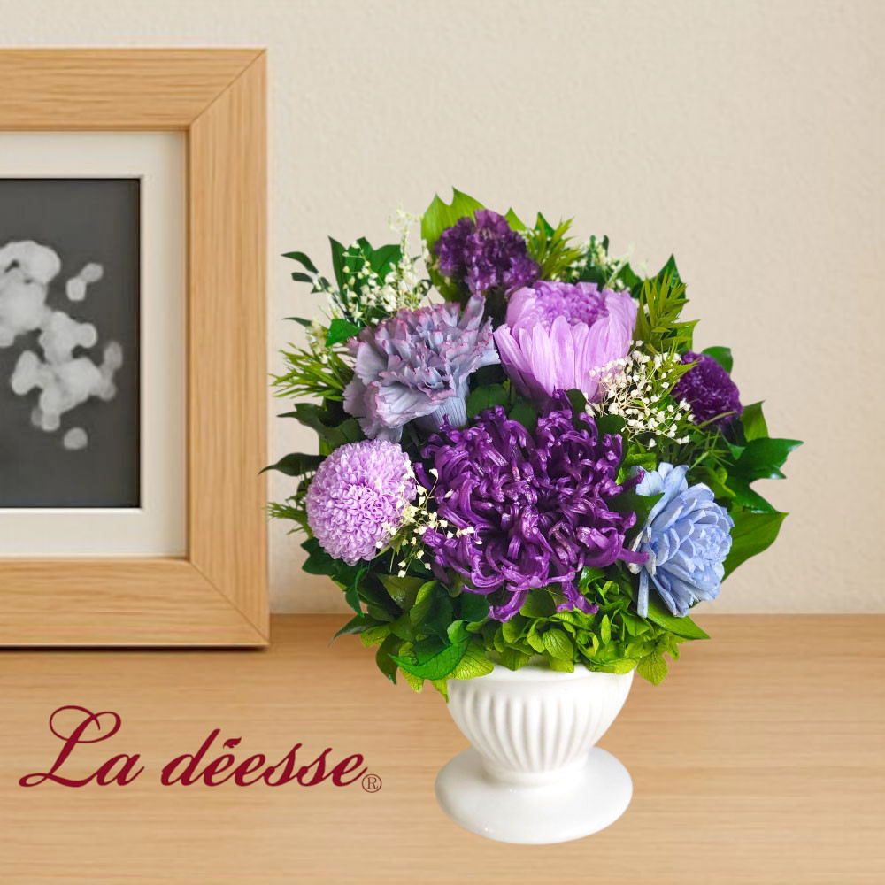 会えない誰かを想う夜に _夜霞_お供え仏花プリザーブドフラワー全部天然素材　新盆にも  Creema限定