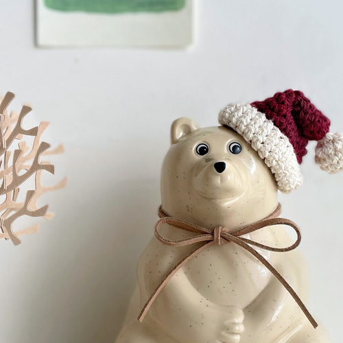 しろくま貯金箱 三角帽子 綿 お着替え クリスマス 北欧 その他