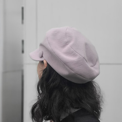 ころん キャスケット Mサイズ 綿麻キャンバス ライラック くるみボタン 帽子 5枚目の画像