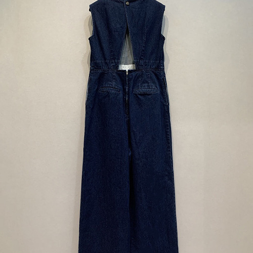 バック オープン デニム オールインワンQH1784 ロングパンツ