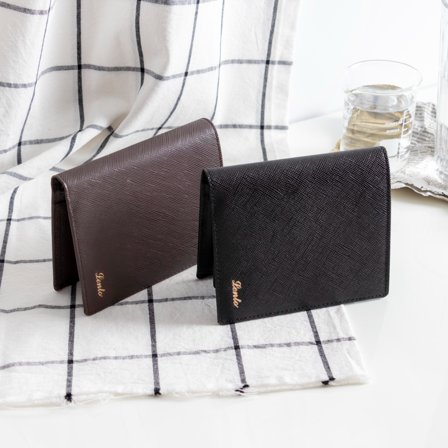 名入れ対応｜高級サフィアーノ本革 二つ折り財布｜日本語・漢字・英語・ハングル刻印OK｜ギフトに最適