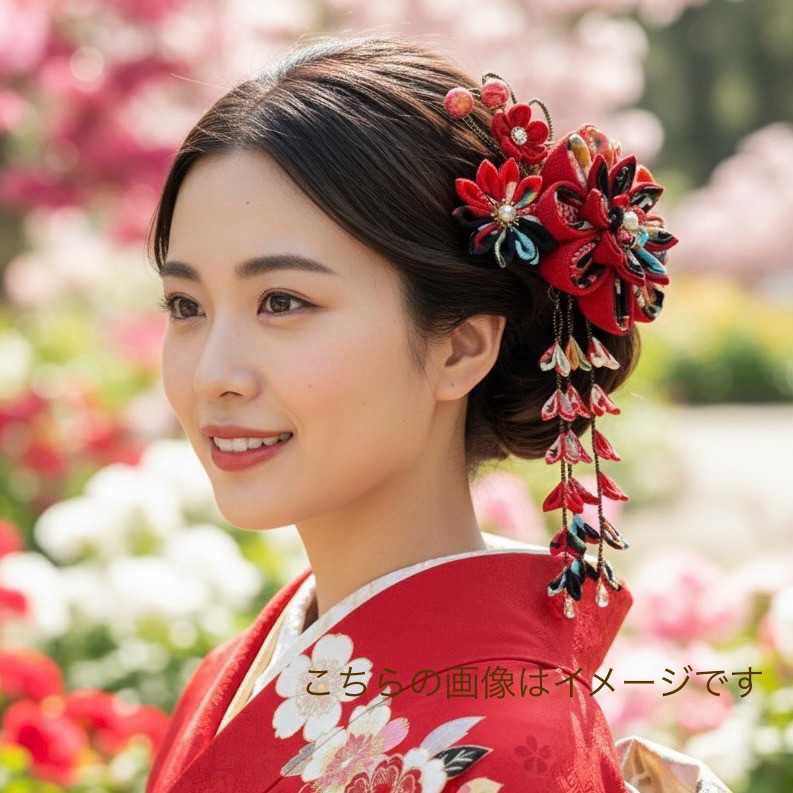 古典柄の髪飾り 晴れの日髪飾り 成人式 つまみ細工髪飾り 大振り髪飾りセット 卒業式  結婚式