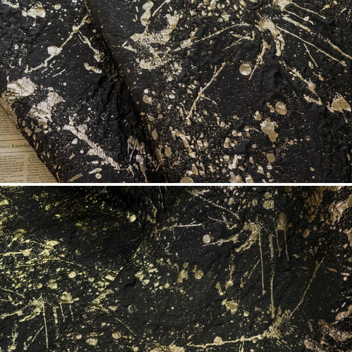 長さ1m ジャガード生地 大判 浮彫 レトロ 黒ゴールド かわいい 色織 布