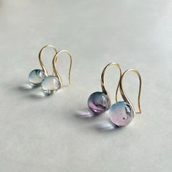 【涼しげピアス】オーロラ ドロップピアス ブルーパープル / 金具変更可（シルバー・イヤリング・ステンレス） 10枚目の画像