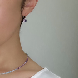 【涼しげピアス】オーロラ ドロップピアス ブルーパープル / 金具変更可（シルバー・イヤリング・ステンレス） 8枚目の画像
