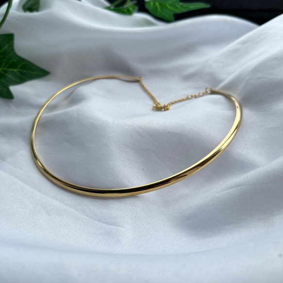 ネックカフ シルバー/ゴールド ステンレスチョーカー 太め 男女兼用