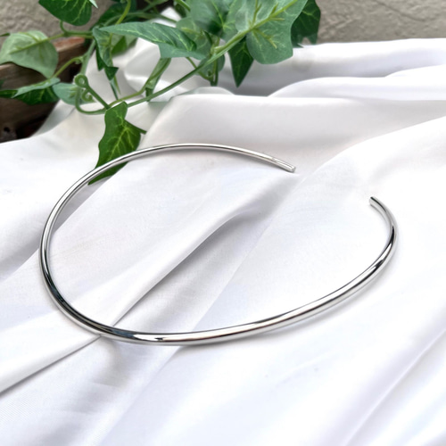 ステンレスチョーカー ネックカフ 曲線 シンプル カーブライン