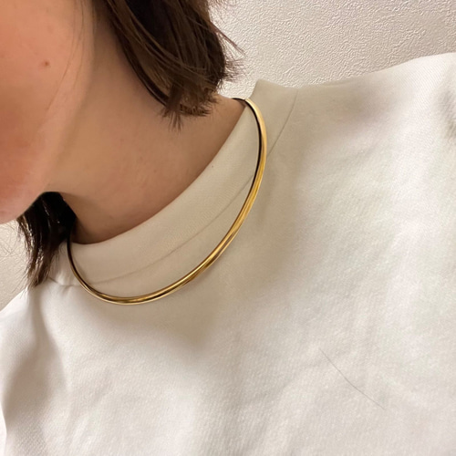 ステンレスチョーカー ネックカフ 曲線 シンプル カーブライン