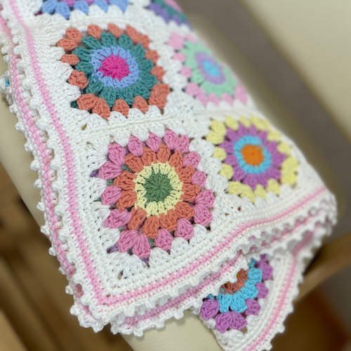 新柄♡♡カラフルひざ掛け モチーフブランケット ひざ掛け