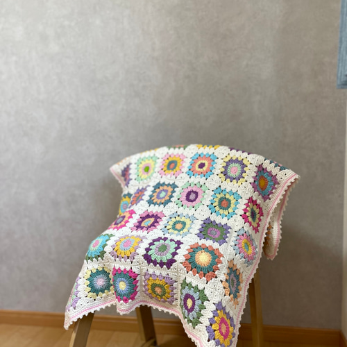 新柄♡♡カラフルひざ掛け モチーフブランケット ひざ掛け