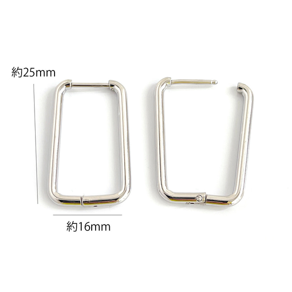 客製化 ese138-3 [10] 線徑約2mm 16*25mm 矩形 封閉式（夾式耳環 316L 第4張的照片