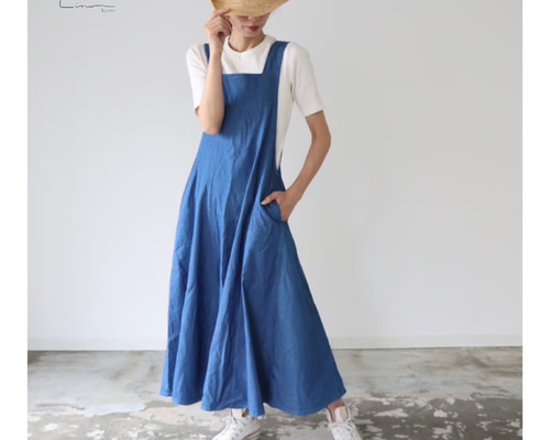 Katie デニムオーバーオールスカート インディゴブルー Katie デニムオーバーオールスカート インディゴブルー