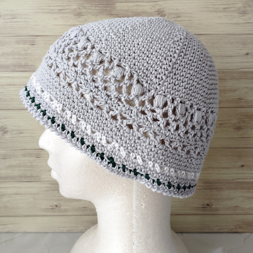 クロシェハット ビーニー 手編み コットン 春夏 バケットハット