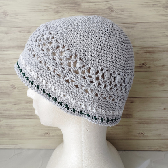 クロシェハット ビーニー 手編み コットン 春夏 バケットハット