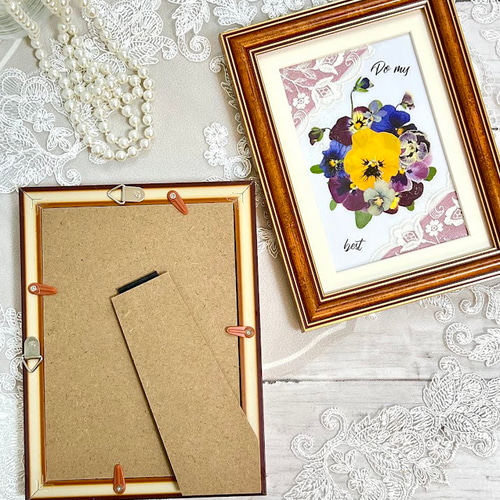 ビオラ大好き！大人かわいい押し花アート額 2個セット ドライフラワー