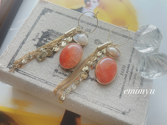Summer Orange Gold Chain Pierce 2枚目の画像