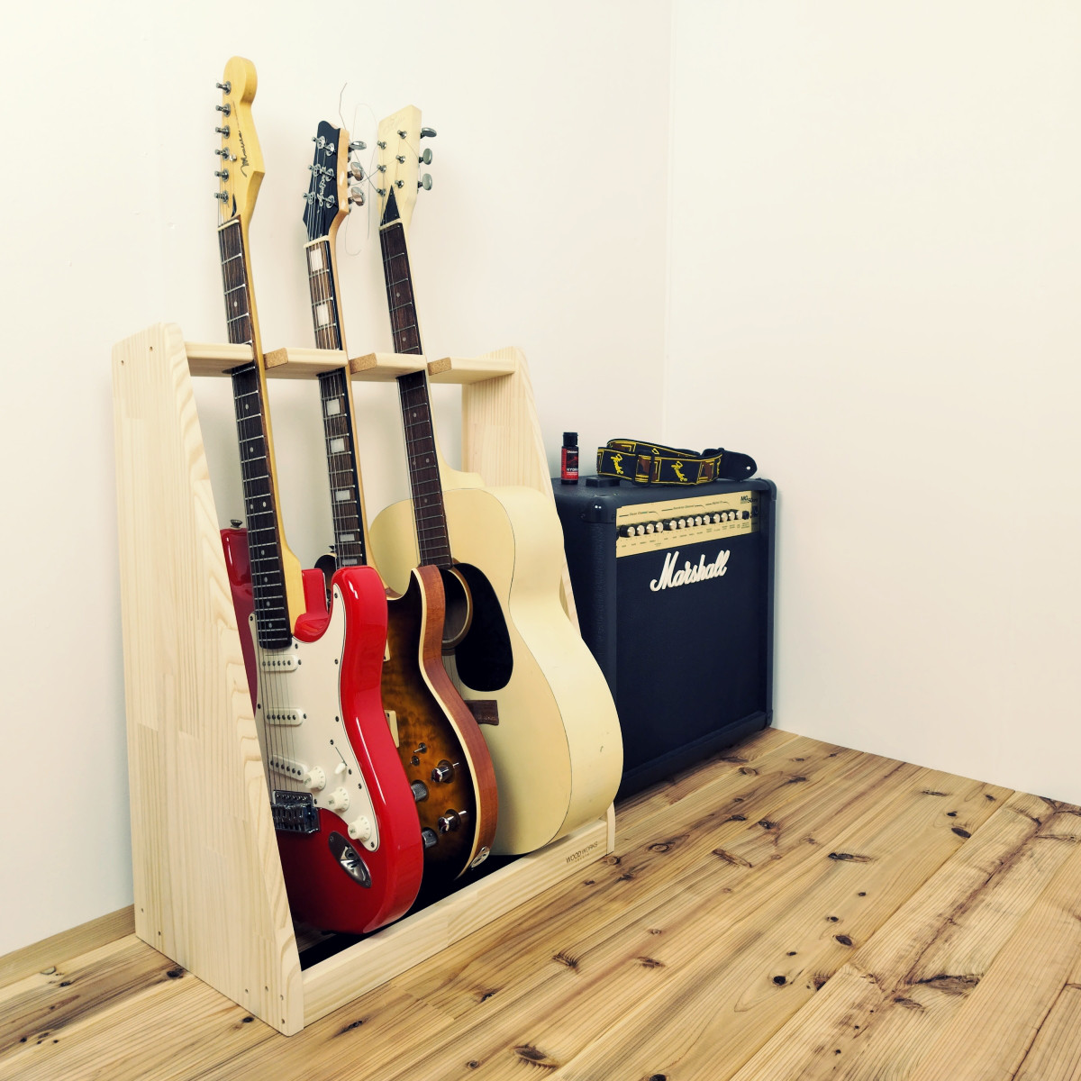WOODWORKS ギタースタンド 3本掛 エレキギター・ベース用木製