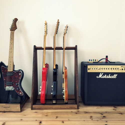 WOODWORKS ギタースタンド 3本掛 エレキギター・ベース用木製