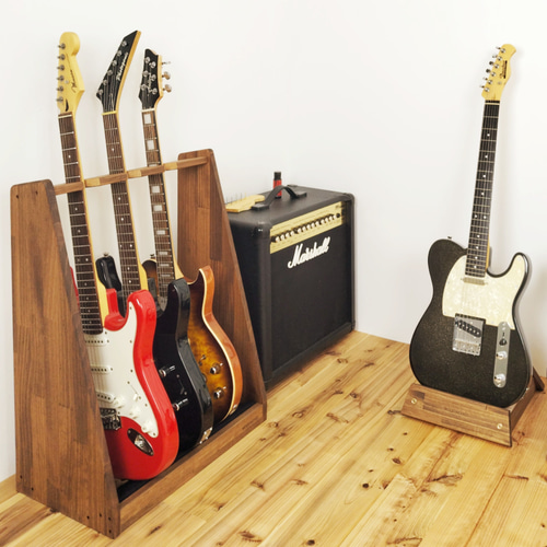 WOOD WORKS ギター・ベース スタンド ラック 木製 3本掛け ブラウン Amazon.co.jp: WOODWORKS 日本製 ギタースタンド エレキギター用