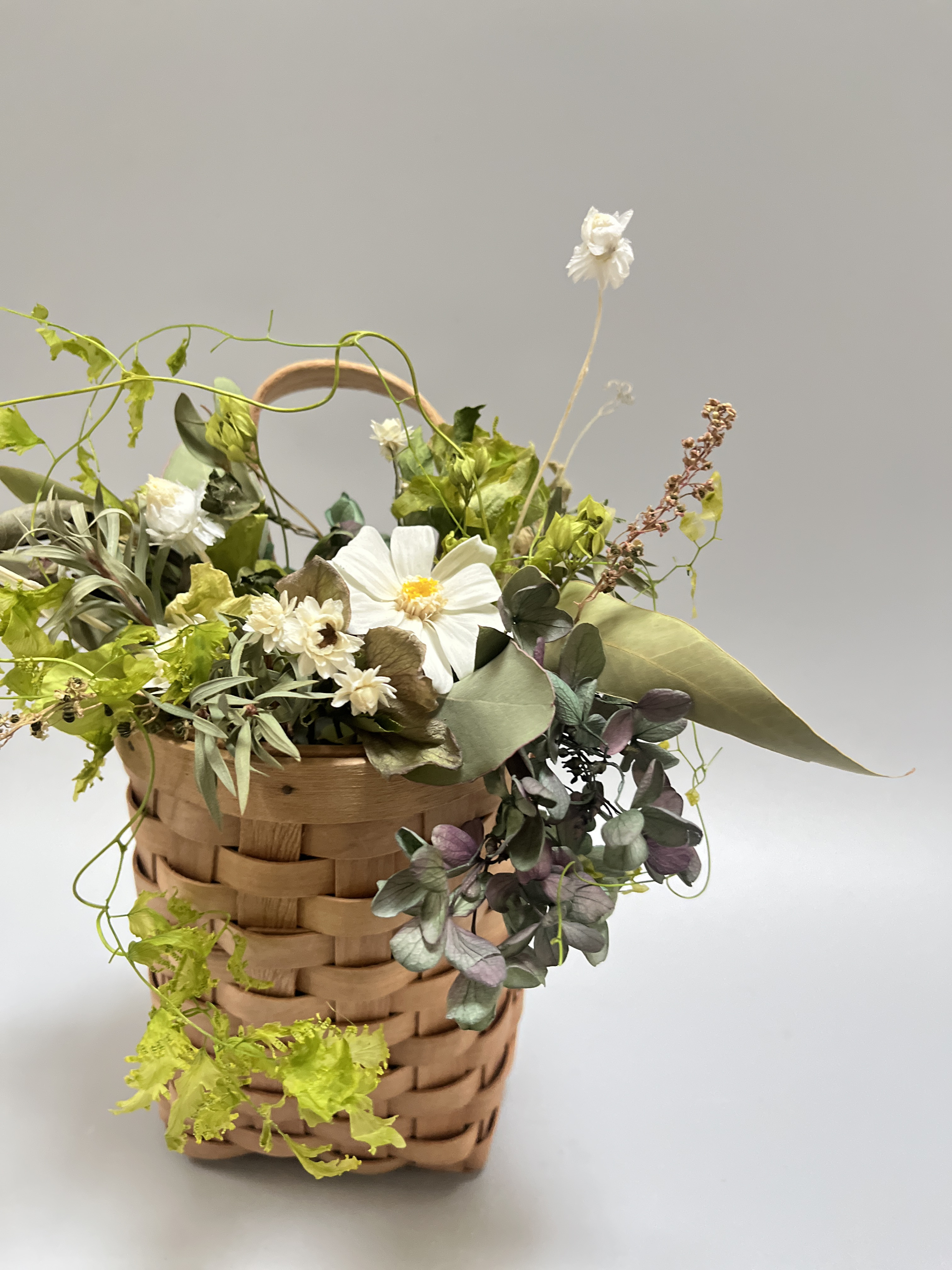 静かな掛花籠